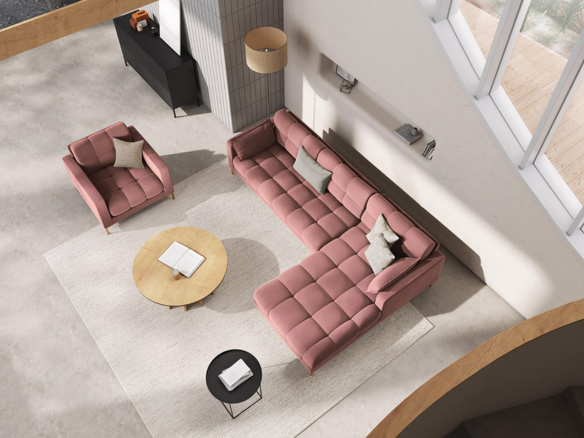 SESSEL Mamaia aus Samt rosa - Pink, Textil (92/75/87cm) - Micadoni