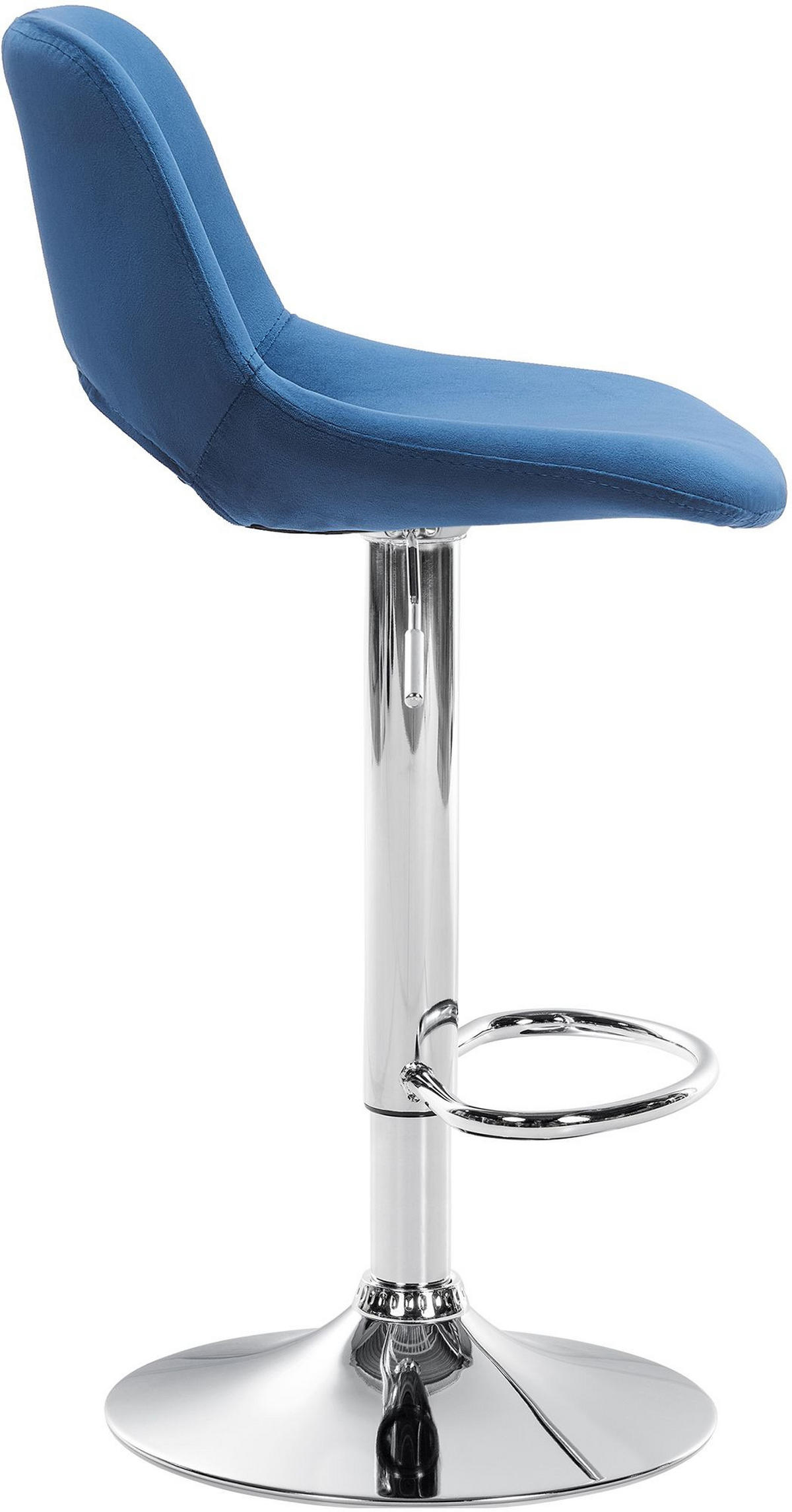 BARHOCKER 2er Set Samt blau - Chromfarben/Blau, Textil/Metall (42/86/46cm) - CLP