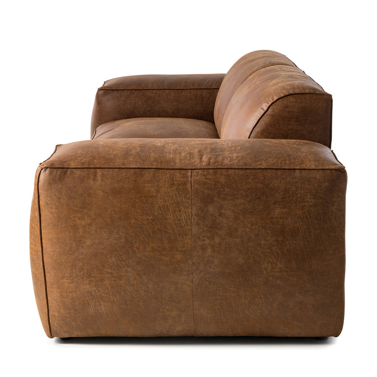 BIGSOFA - Antiklederlook - Cognac, Textil (254/75/95cm) - home24