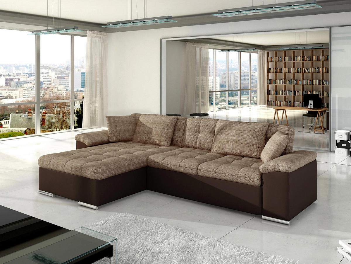 ECKSOFA Diana, Seite: Links - Braun, Holz/Textil (280/160cm) - MIRJAN24
