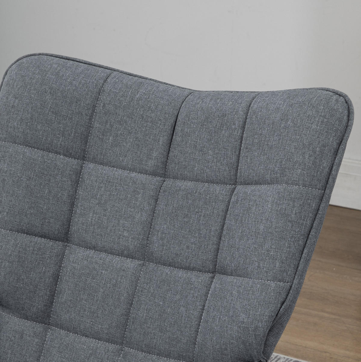 SCHAUKELSTUHL 64/89/90 cm mit Hocker und Polsterung, bis 130 kg belastbar - Grau, Textil (89/90/64cm) - BEAOK
