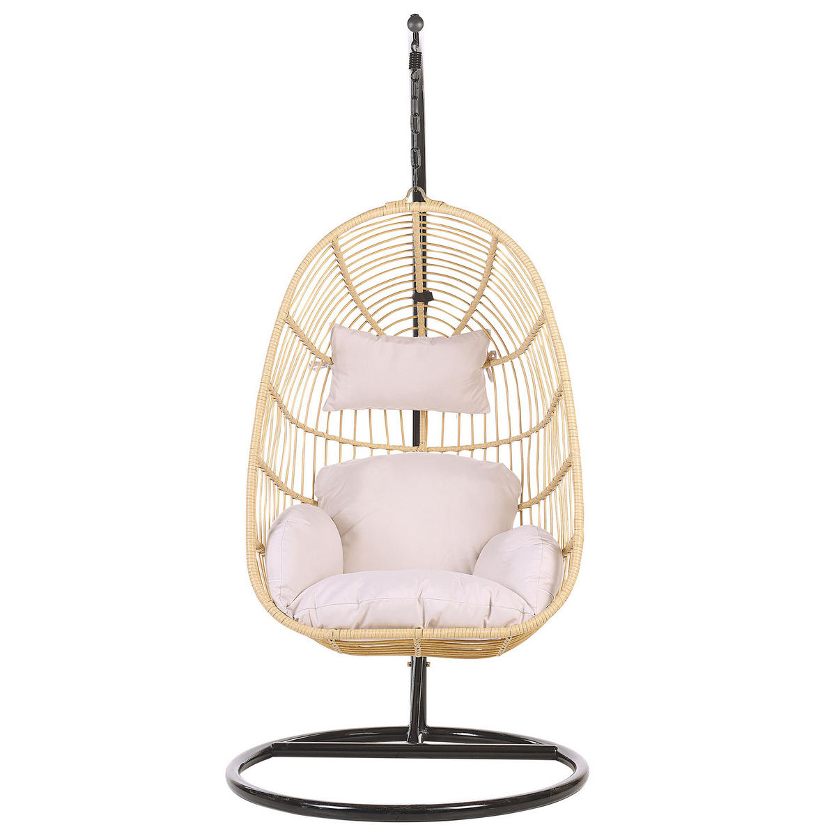 HÄNGESESSEL mit Gestell PE Rattan natürlich 97 cm Casoli - Naturfarben, Kunststoff (97/199/97cm) - Beliani