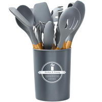 KÜCHENUTENSILIEN Set 11-Teilig - Grau, Kunststoff (5/10/10cm) - KRUMAD