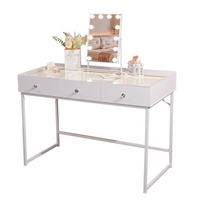 SCHMINKTISCH mit 3 Schubladen 115/55/81 CM und LED Beleuchtung Schminkspiegel Lichtleiste weiß 30/41 cm - Weiß, Holz (55/81/115cm) - VANITII