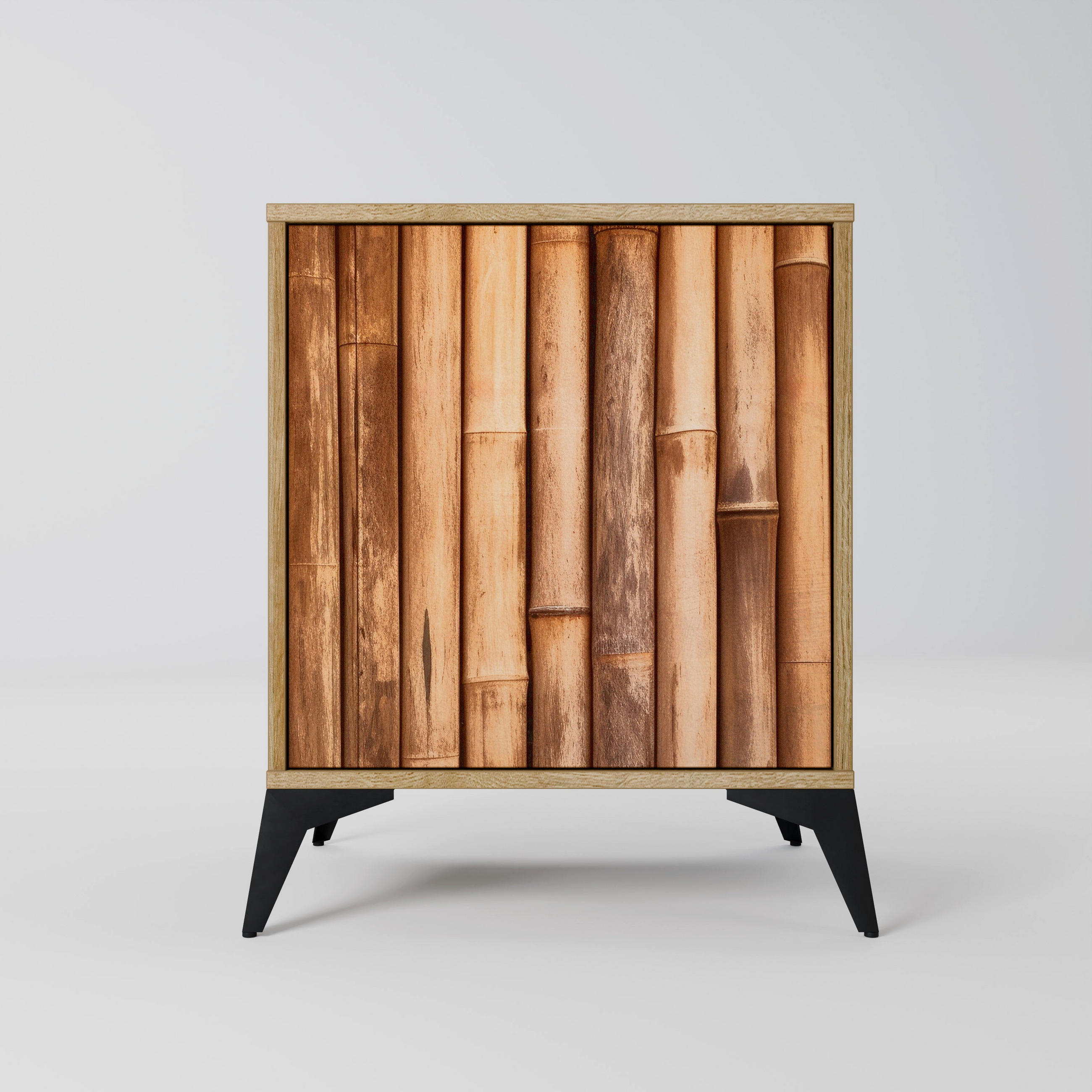 SIDEBOARD NATURAL WOOD, Eichefarben, 57,5x42x70,5 cm, Schwarze Metall-Sternfüße - Eichefarben/Multicolor, Holzwerkstoff/Metall (57.5/70.5/42cm) - SpaceRebels