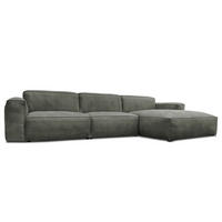 ECKSOFA mit Longchair - Anthrazit/Schwarz, Leder/Kunststoff (345/170cm) - home24