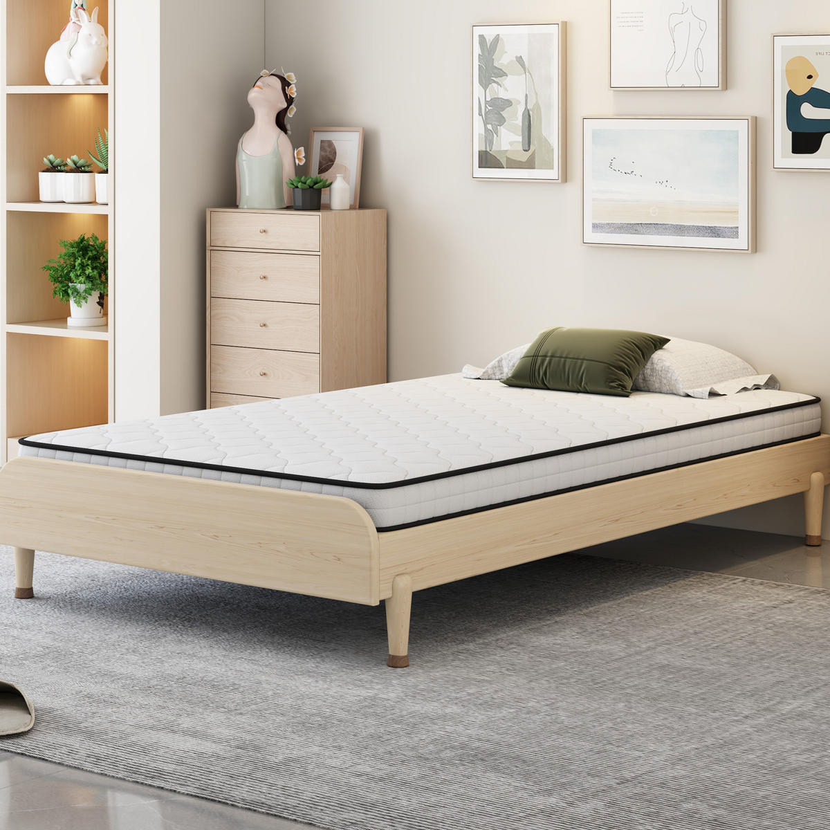 BOXSPRINGMATRATZE 90/190 cm Weiß, Dicke: 10 cm, Härtegrad: H3 - Weiß, Textil (90/190cm) - Oxeza