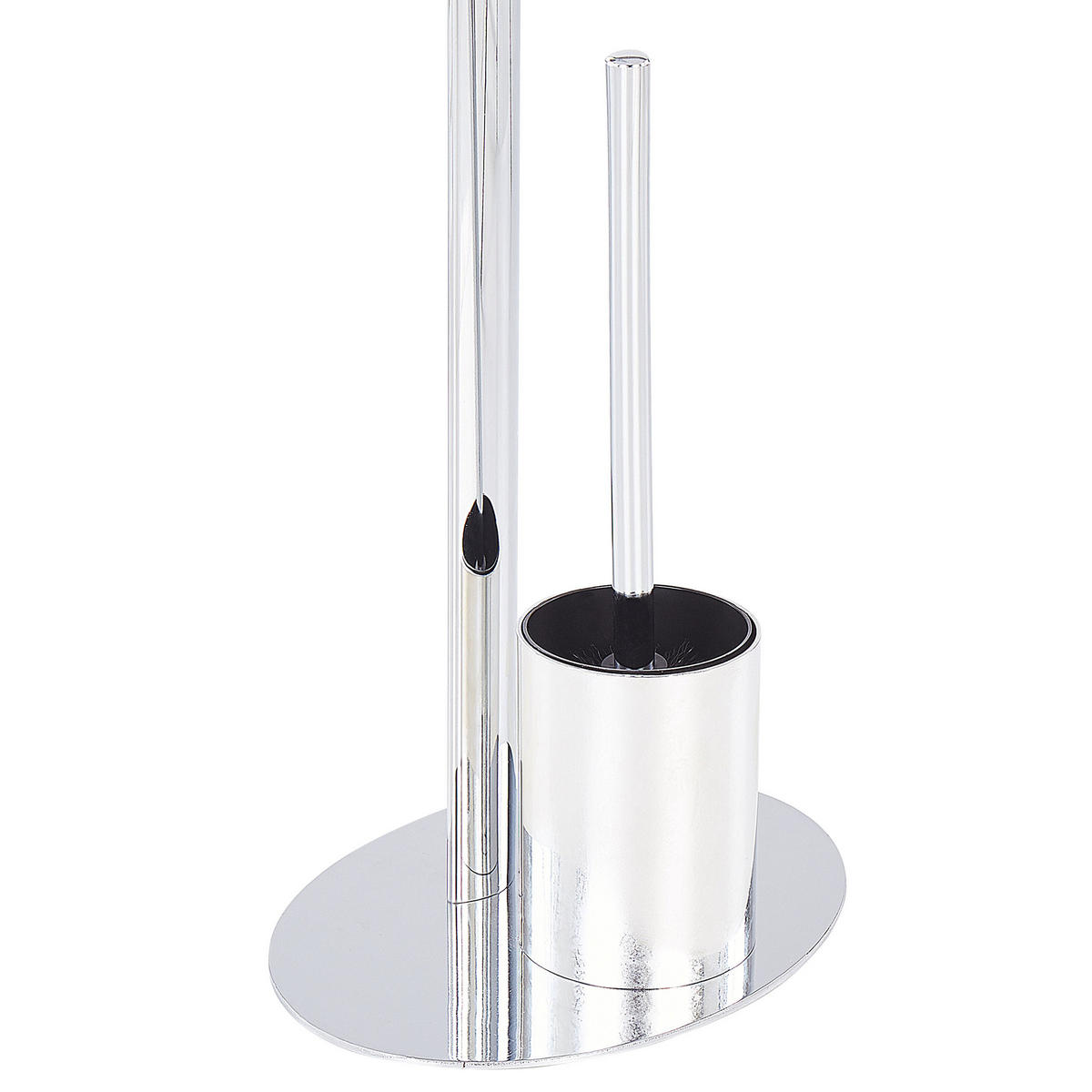 TOILETTENPAPIERHALTER mit Bürste Metall Silber Sarto - Silberfarben, Metall (28/78/20cm) - Beliani