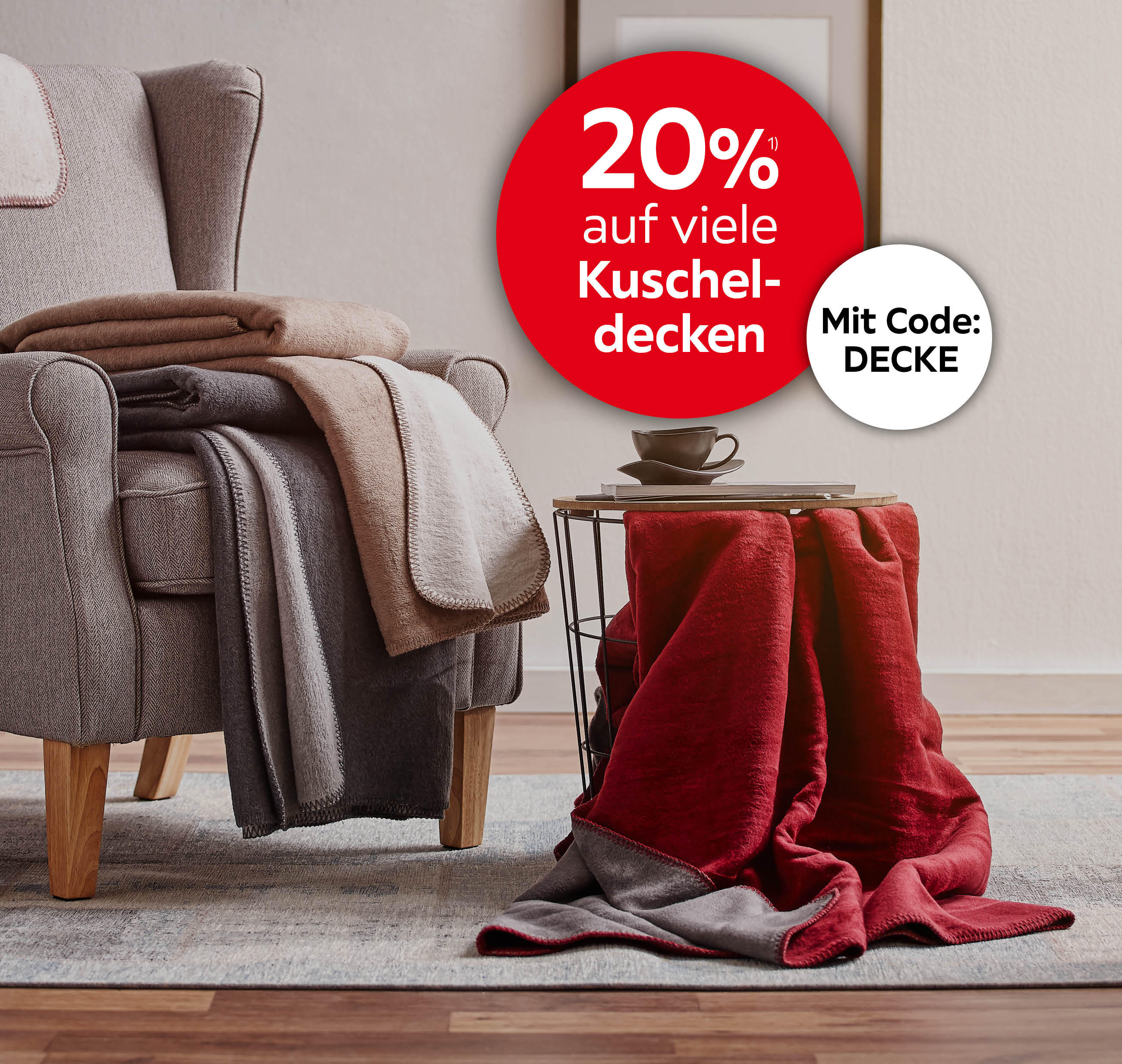 20% auf viele Kuscheldecken; Mit Code: DECKE
