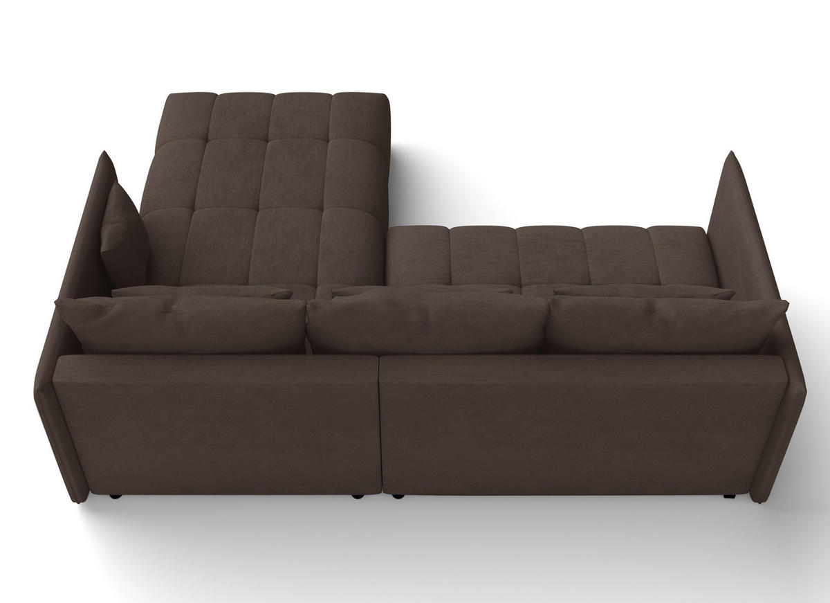 ECKSOFA L Form Cosmova Braun 245/182/83 cm mit Schlaffunktion - Schwarz/Braun, Kunststoff/Textil (245/182cm) - AX Living