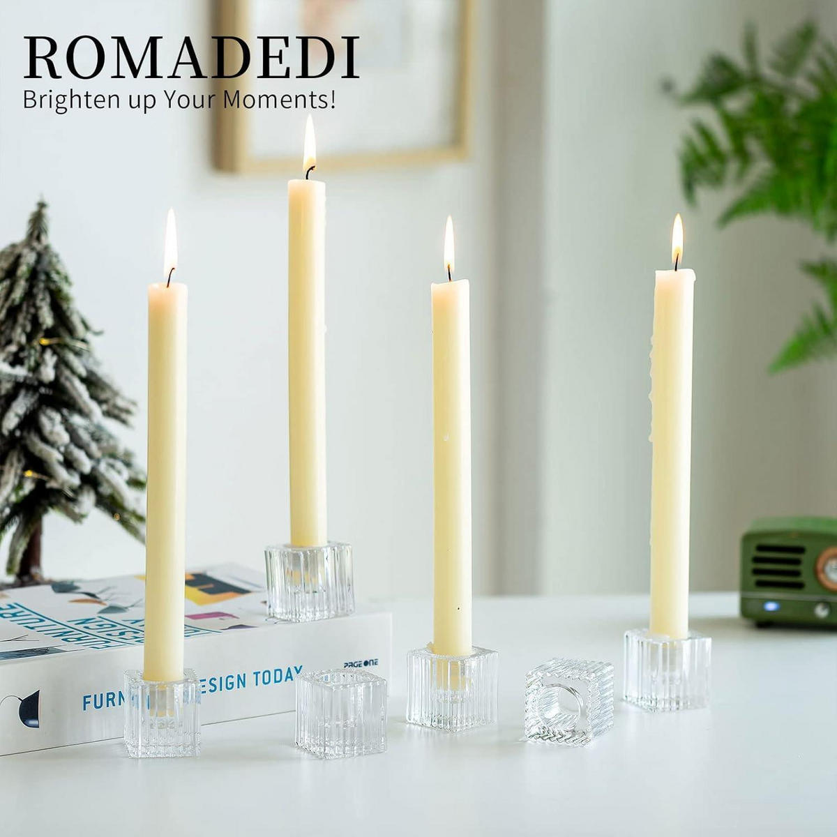 KERZENSTÄNDER 6-teiliges Set Glas Würfelform 4 cm - Transparent, Glas (4/4/4cm)