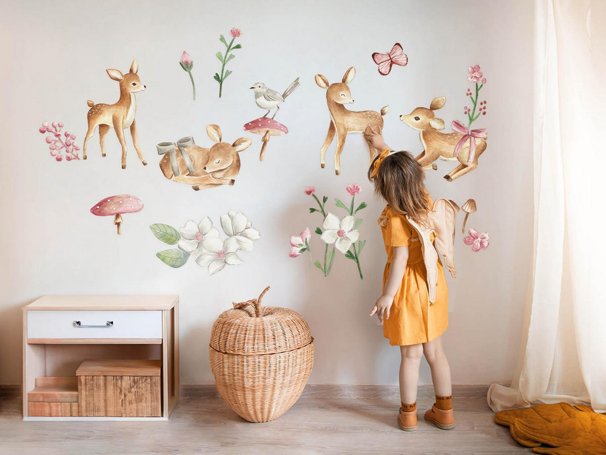 WANDAUFKLEBER 100x148cm - Waldtiere - Multicolor, Kunststoff (100/148/0.1cm) - Wallfluent