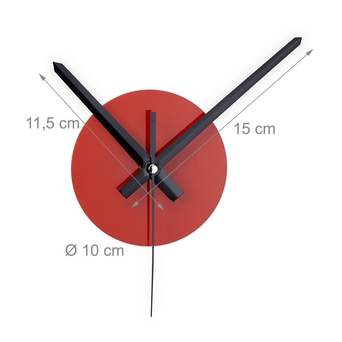 DIY-WANDUHR - Rot, Kunststoff/Metall (100/100/3.5cm) - Relaxdays