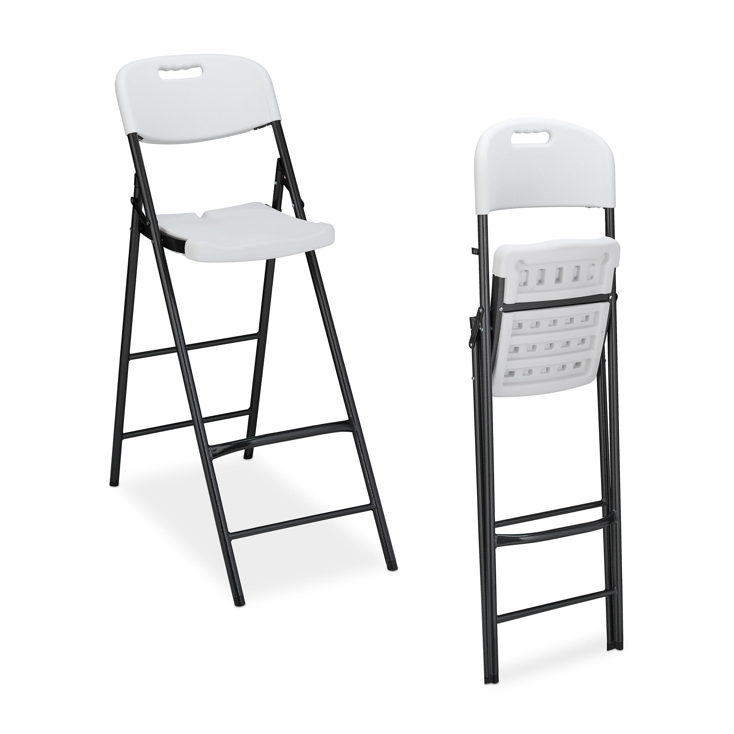 2XBARHOCKER - Schwarz/Weiß, Kunststoff/Metall (44.5/118/82cm) - Relaxdays