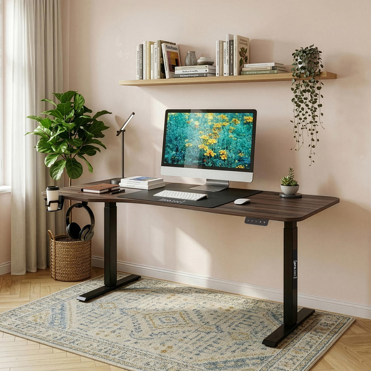VERSTELLBARER TISCH Stryn - Walnussfarben/Schwarz, Holzwerkstoff/Metall (75/160/117cm) - pro.tec