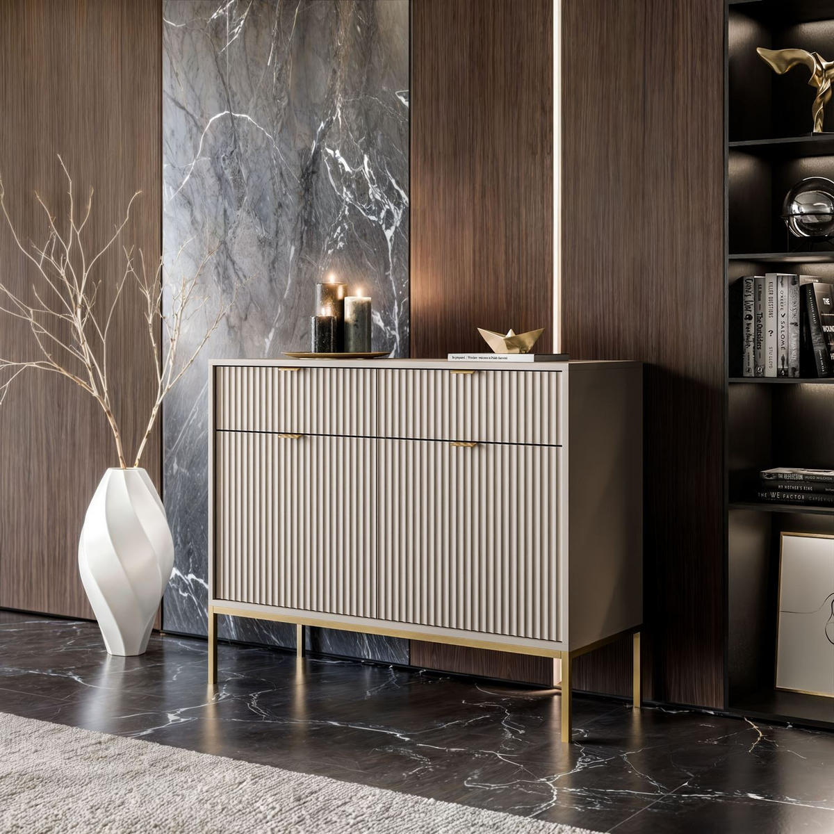 SIDEBOARDS CORTADO GOLD KSZ104 MIT SCHUBLADEN KASCHMIR - Beige, Holzwerkstoff (104/83/39cm) - Lookway