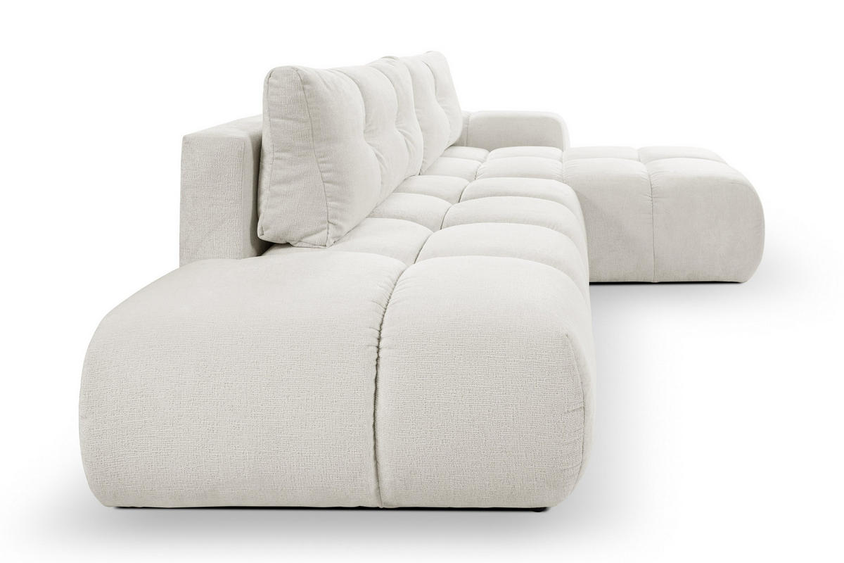 ECKSOFA DUCA R-S Creme Chenille mit Schlaffunktion - Creme, Holz (266.5/266.5cm) - MASSENO