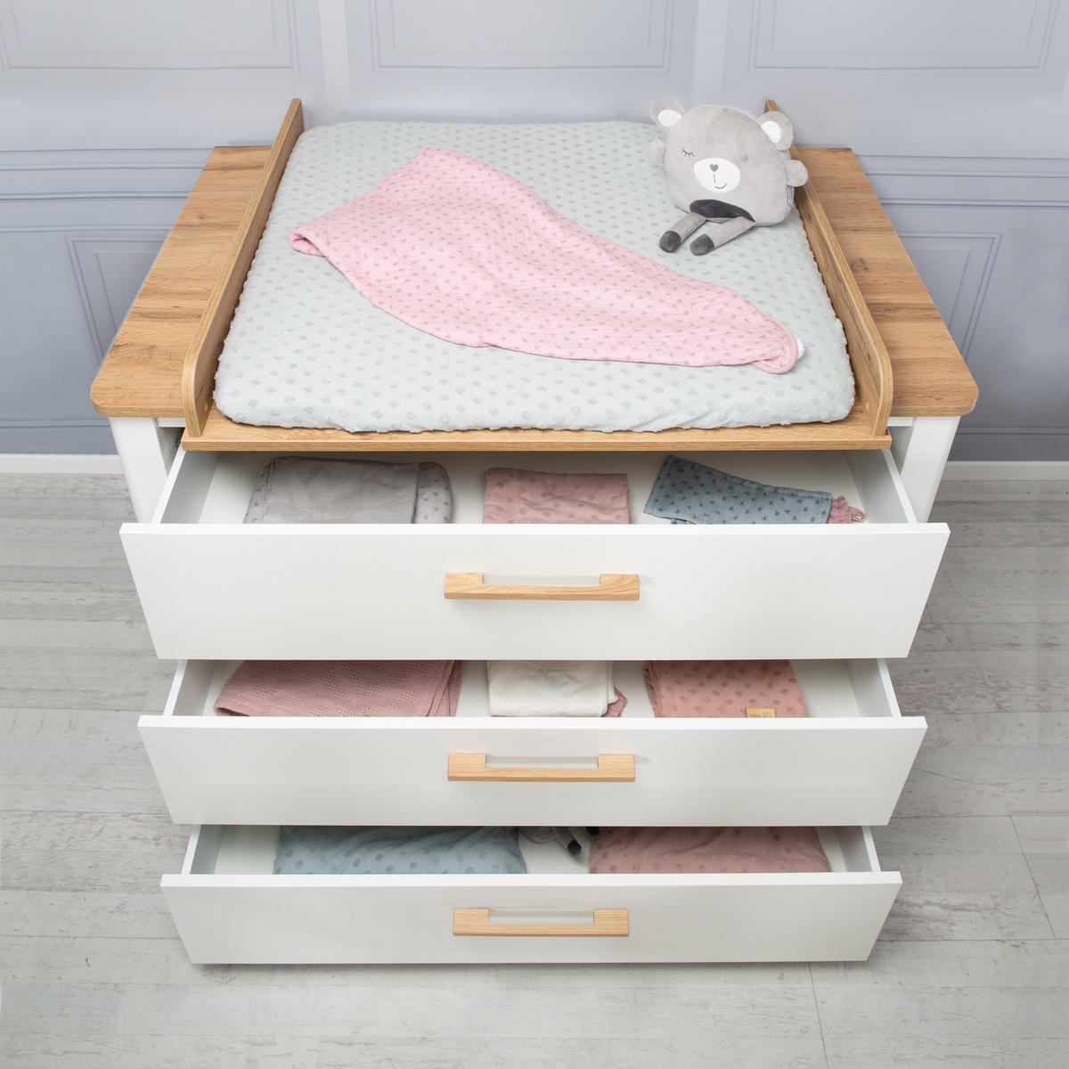 BABYZIMMER-SET Ava 3-teilig - Weiß, Holzwerkstoff (138.5/200/119cm) - Roba