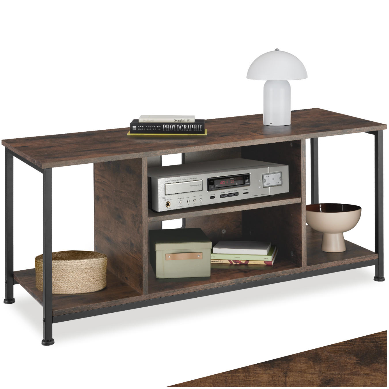 TV-REGAL Austin,110 x 40 x 50,5 cm,Industrial Holz dunkel, rustikal - Rostfarben, Holzwerkstoff (40/50.5/110cm) - tectake