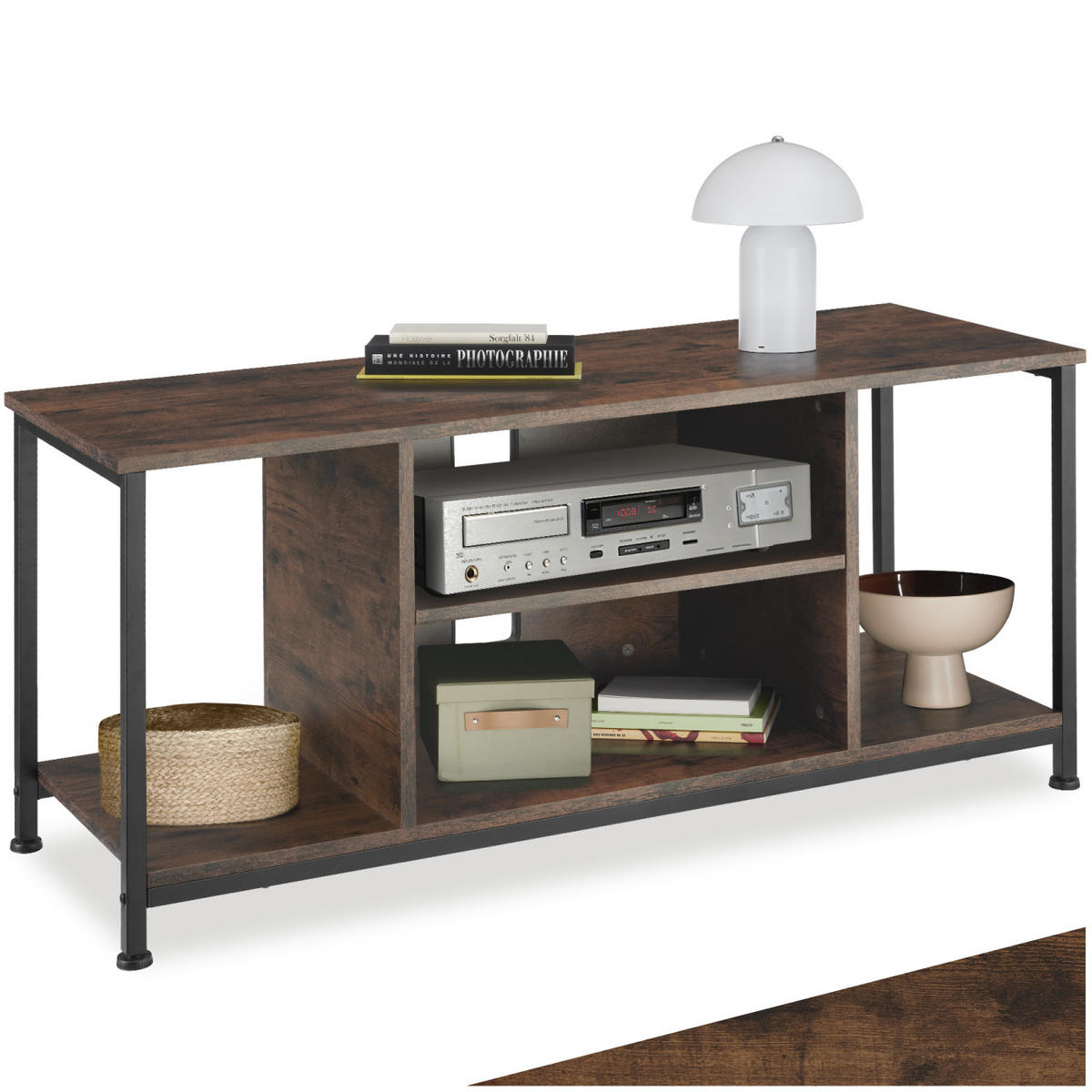 TV-REGAL Austin,110 x 40 x 50,5 cm,Industrial Holz dunkel, rustikal - Rostfarben, Holzwerkstoff (40/50.5/110cm) - tectake