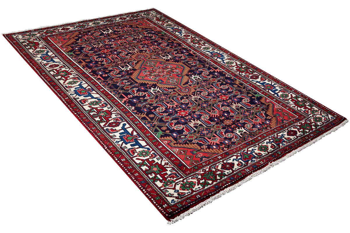 ORIENTTEPPICH handgeknüpft Assadabad Blau 210/135 cm Schurwolle - Blau, Textil (135/210cm) - Looma