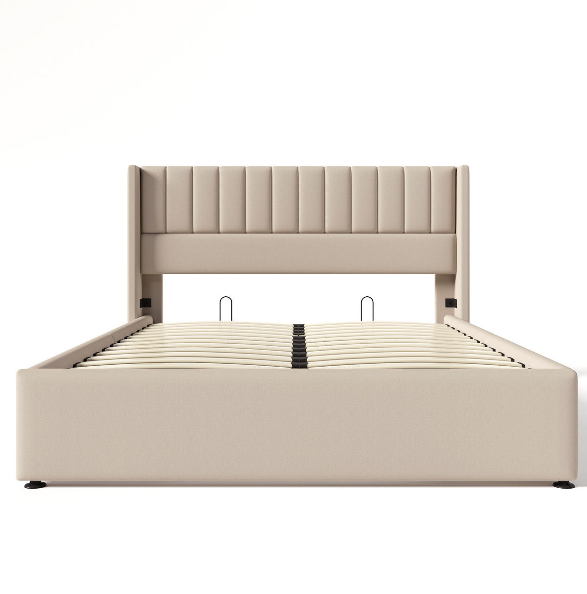 POLSTERBETT 160/200 cm Beige mit Stauraum und hydraulischem Lattenrost - Beige, Textil (160/200cm) - Flora Grace