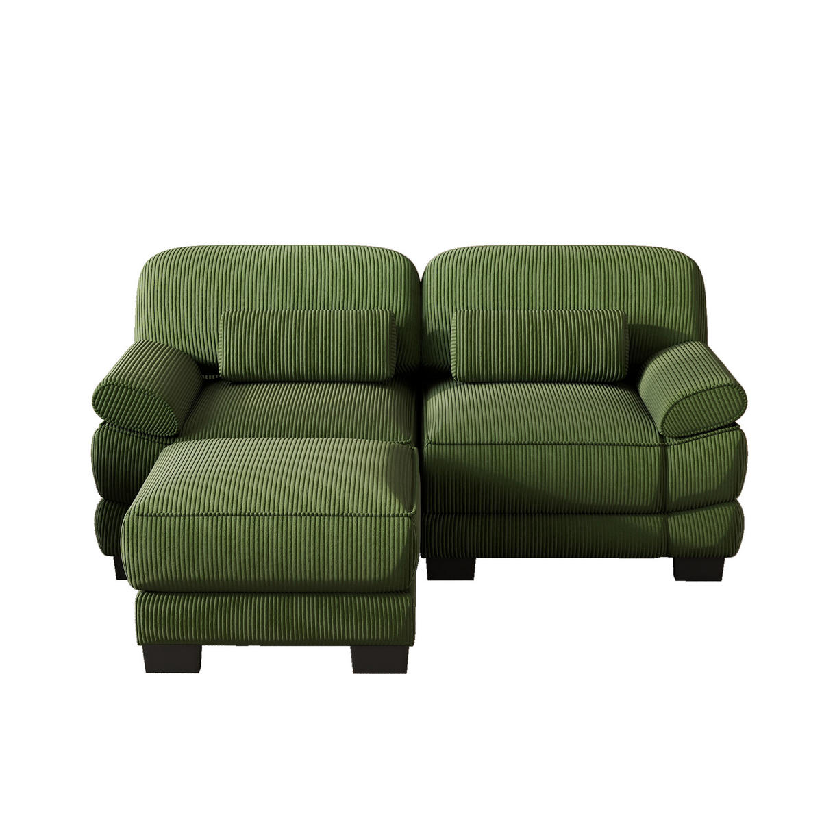 ECKSOFA 2-Sitzer L-Form mit Hocker, DE-42659, Grün - Grün, Holz (194/161cm) - ComfortXL