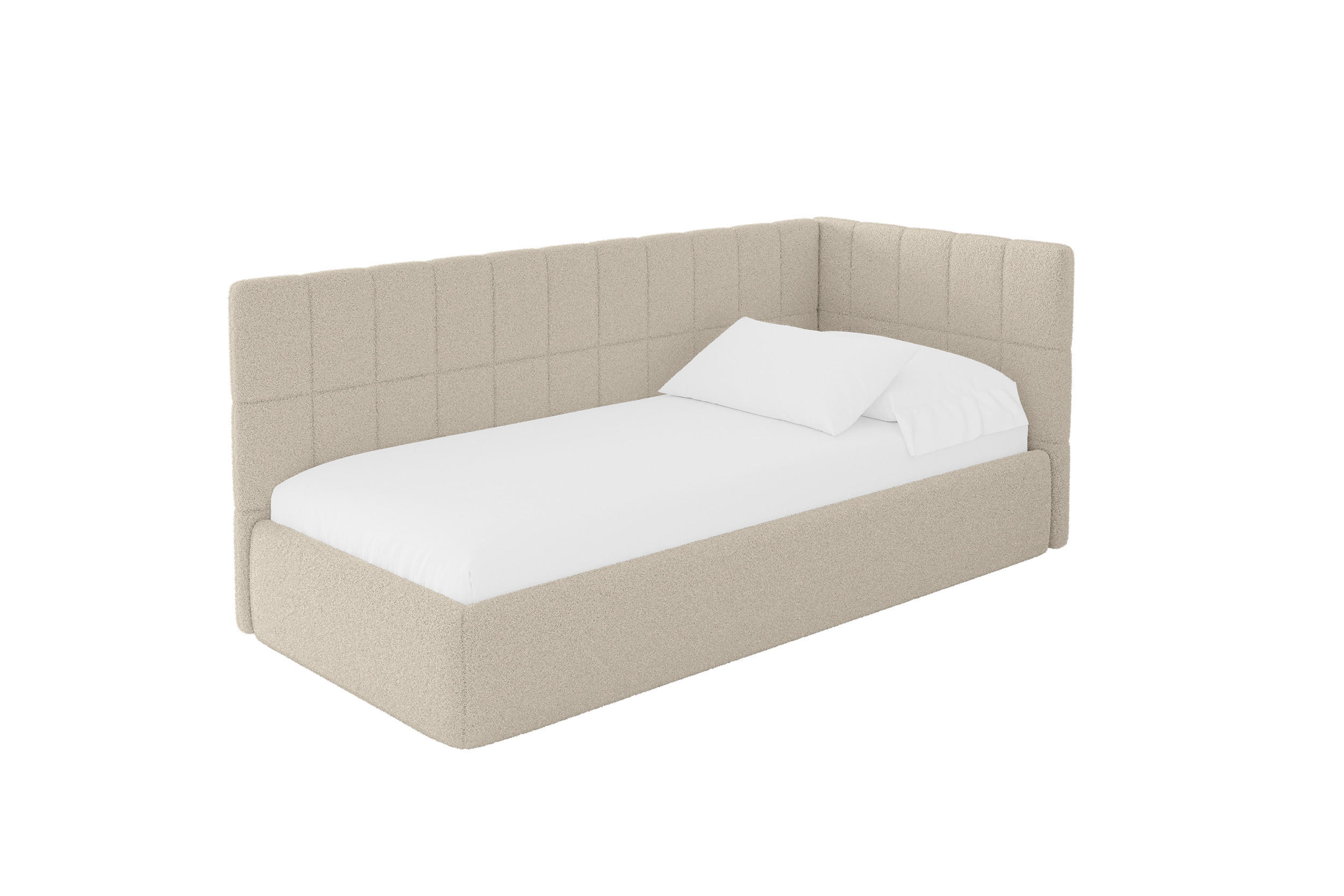 ALTDECOR JEDNOLŮŽKOVÁ POSTEL pro mládež s úložným prostorem, vlevo - TULY 90x200 tmavě béžová