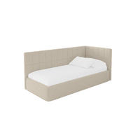 EINZELLBETT Jugendbett mit Bettkasten, Links - TULY 90x200 Dunkelbeige - Cappuccino, Holzwerkstoff/Textil (90/200cm) - ALTDECOR