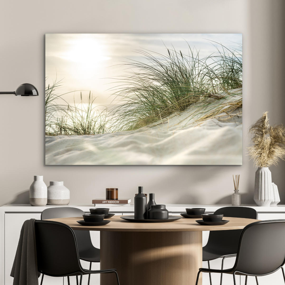 METALLBILD Dünen - Strand - Schleswig-Holstein - Wattenmeer 120x80 cm - Creme, Metall (120/80cm) - MuchoWow