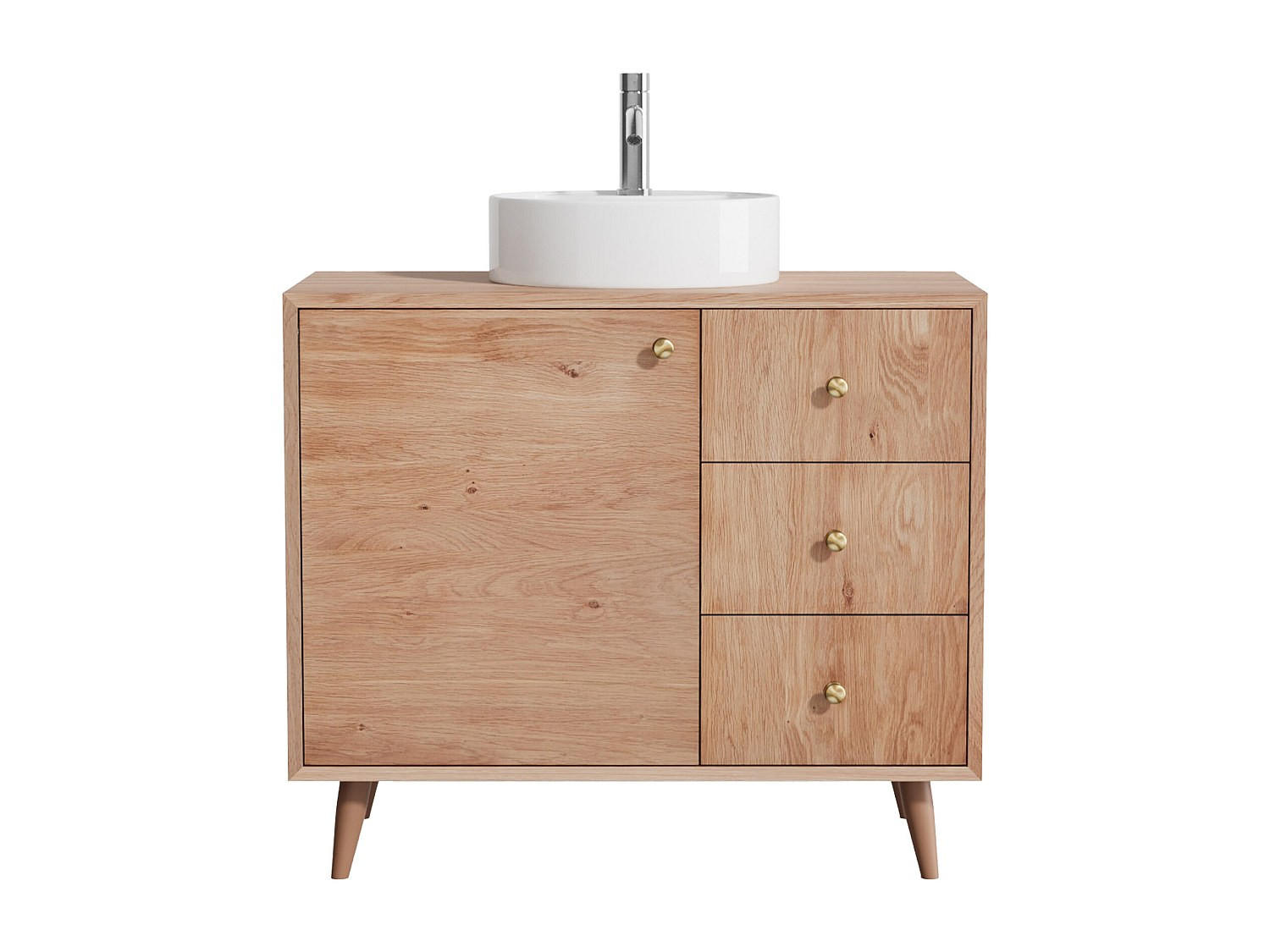 EINZELWASCHTISCH - 93 cm x 50 cm - Holz, Platte - Naturfarben Hell - ZARENO - Naturfarben, Holz (93/80.5/50cm) - Vente-Unique