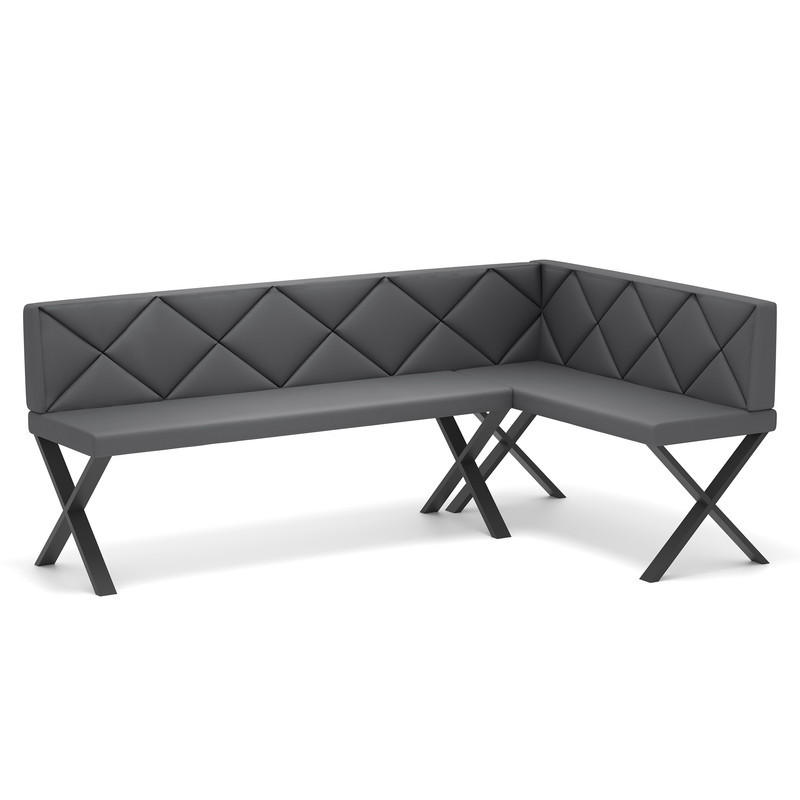 ECKBANK rechts VERO X Kunstleder gesteppt, 196/142 cm Dunkelgrau - Dunkelgrau, Kunststoff/Textil (142/196cm) - Idohome