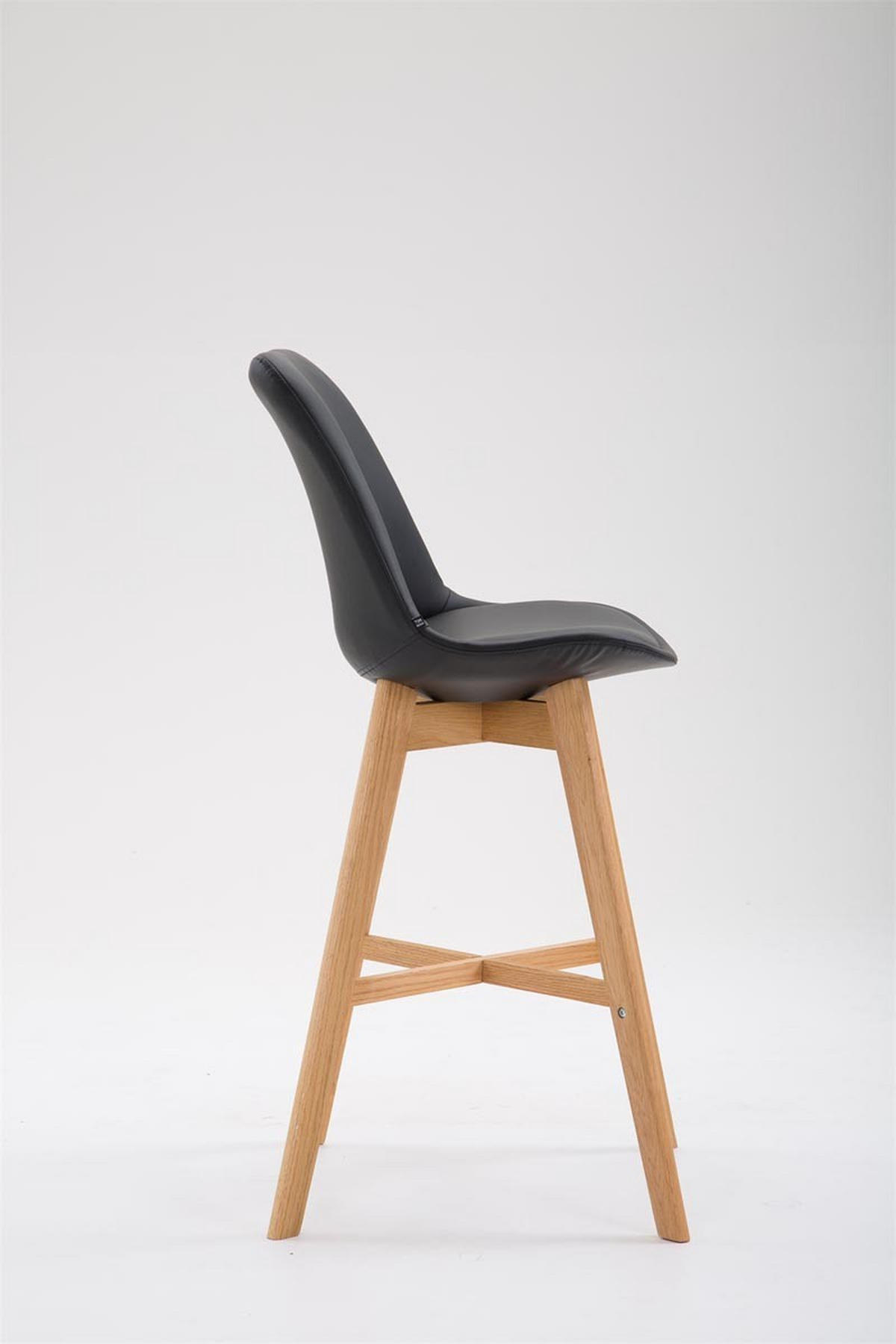 BARHOCKER Cannes Massivholz 112x48x56 cm Schwarz - Schwarz, Leder (48/112/56cm) - furnicato