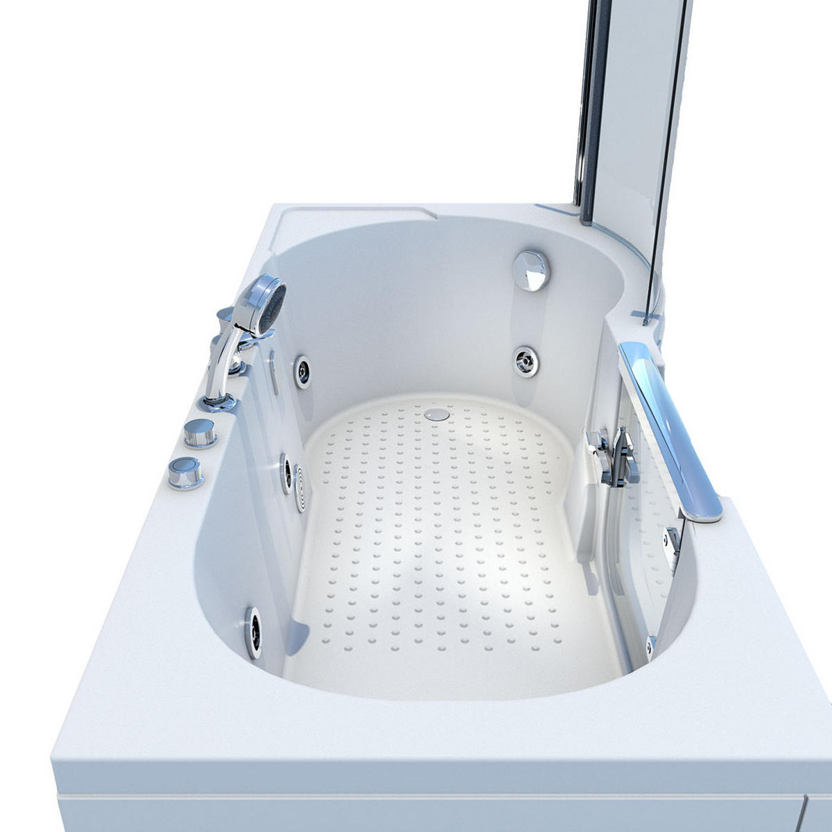 SENIORENDUSCHE Whirlpool mit Tür S12D-EH-WP-L 170x85cm - Weiß, Glas/Kunststoff (85/200/170cm) - AcquaVapore by Sandra Jentho