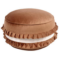 KINDERHOCKER Samtstoff Braun Marot - Braun/Weiß, Textil (50/30/50cm) - Beliani