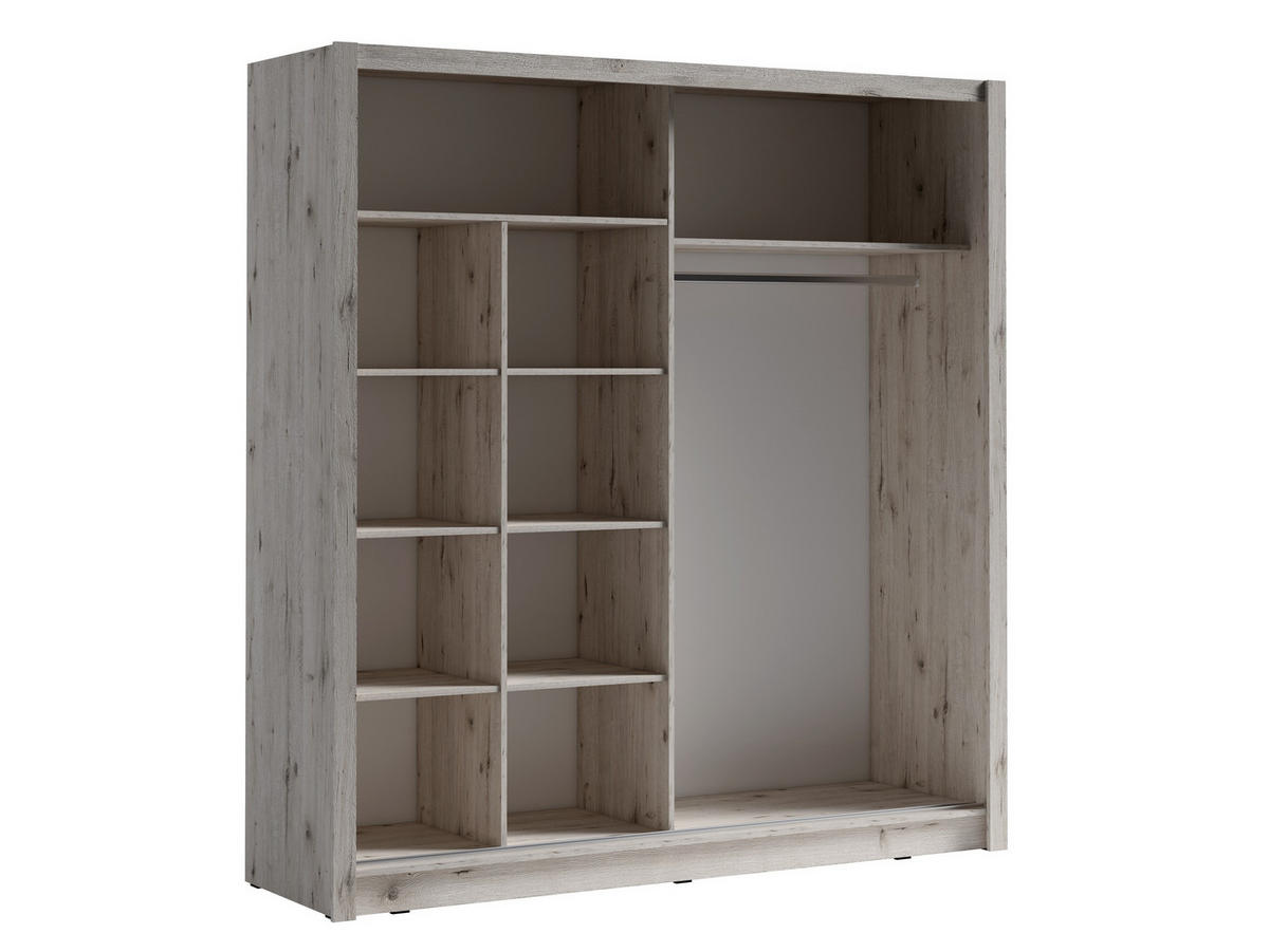 SCHWEBETÜRENSCHRANK ANVO 204,4/215/61,9cm 2-türig mit Spiegel Eiche Wellington - Eichefarben, Holzwerkstoff (204.4/215/61.9cm) - MASSENO