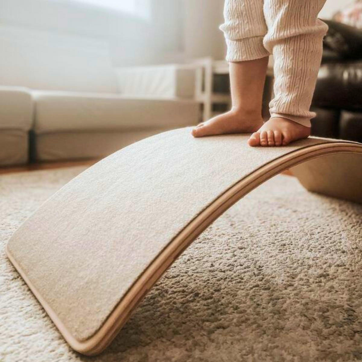 BALANCIERBRETT mit Filz für Kinder 80x30cm, Natur Balance Board, Beige - Beige, Holz (30/18/80cm) - MeowBaby