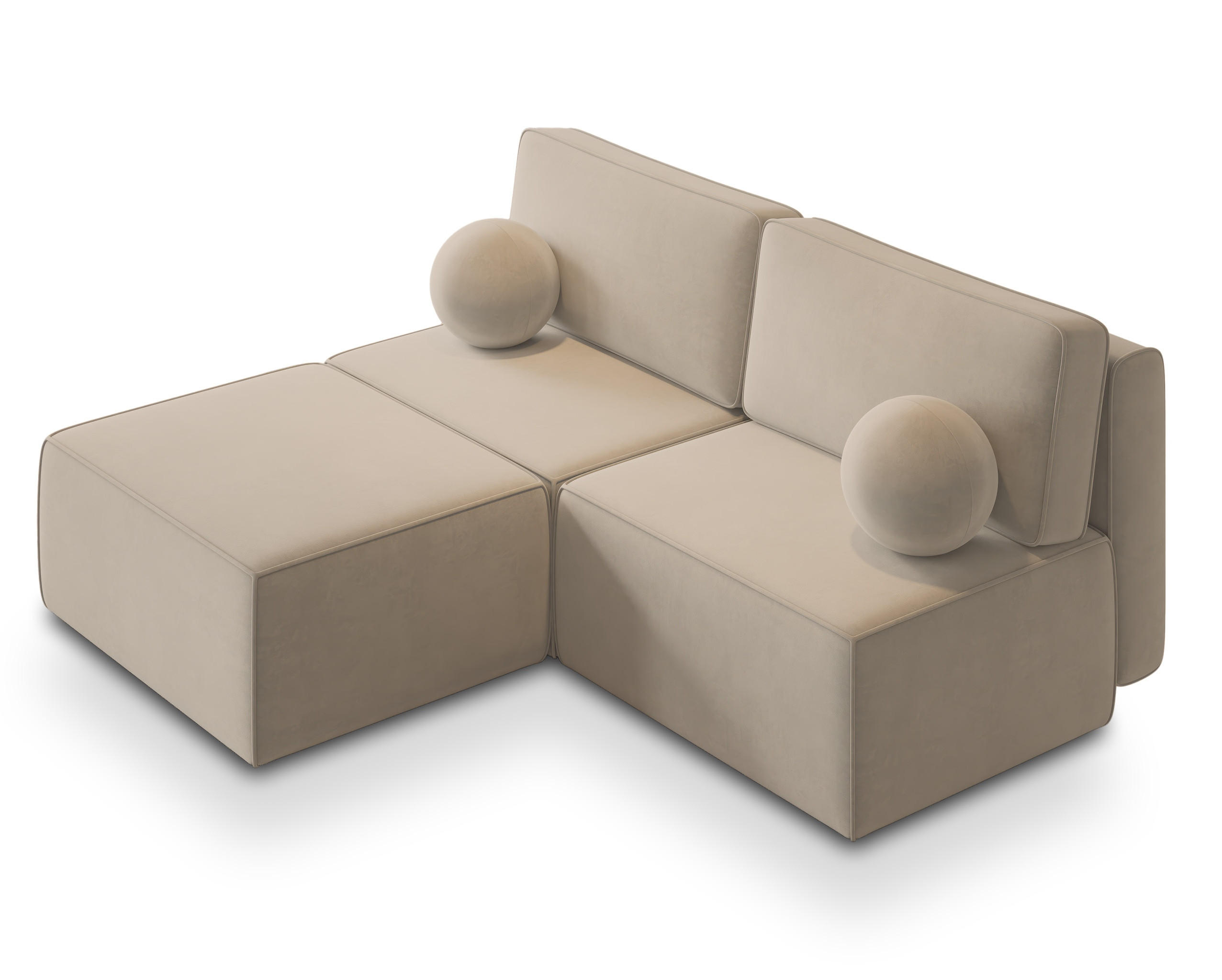 ROHOVÁ SEDAČKA VARNA krémová - šedá/krémová, dřevo/textil (196/158cm) - MASSENO