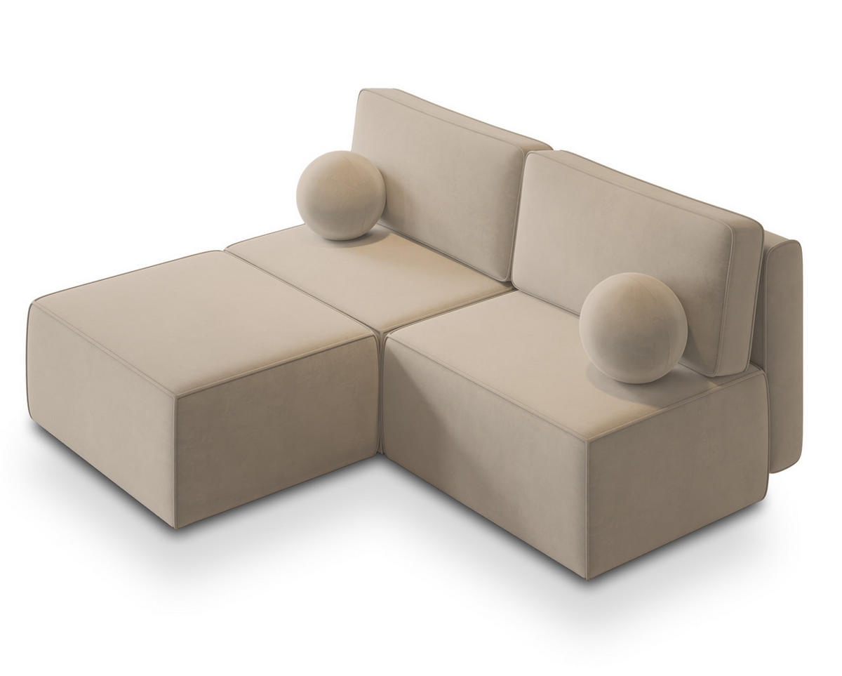 ROHOVÁ SEDAČKA VARNA krémová - šedá/krémová, dřevo/textil (196/158cm) - MASSENO