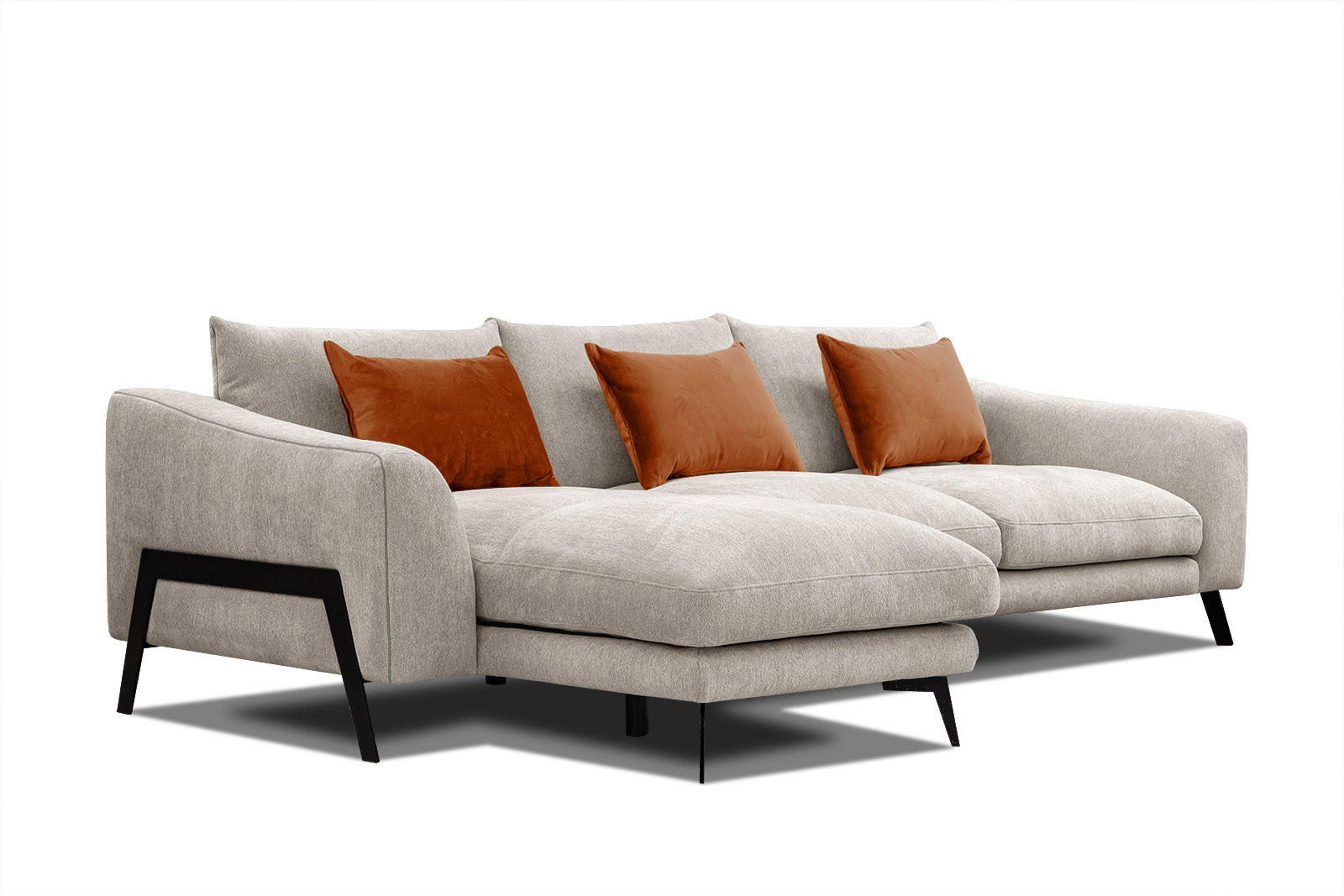 ECKSOFA WINTER 4-Sitzer, ecru - Ecru/Schwarz, Holzwerkstoff/Textil (158/269cm) - Courtois Laville