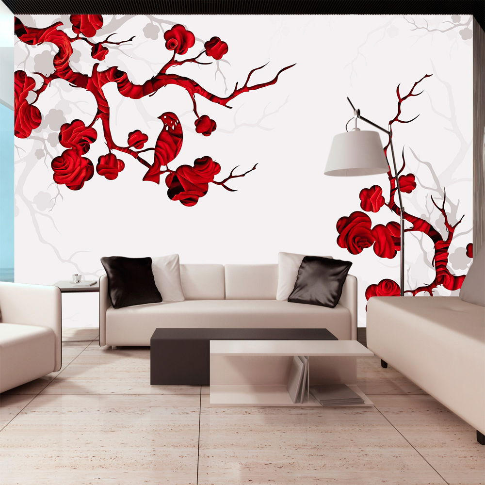 VLIESTAPETE Weiß 250/175 cm - Rot/Weiß, Textil (250/1cm) - KUNSTLOFT