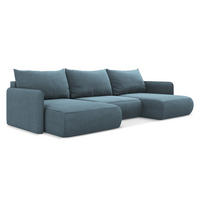 WOHNLANDSCHAFT Strukturstoff Stoff Blau - Blau/Schwarz, Kunststoff/Textil (290/86/148cm) - Makamii