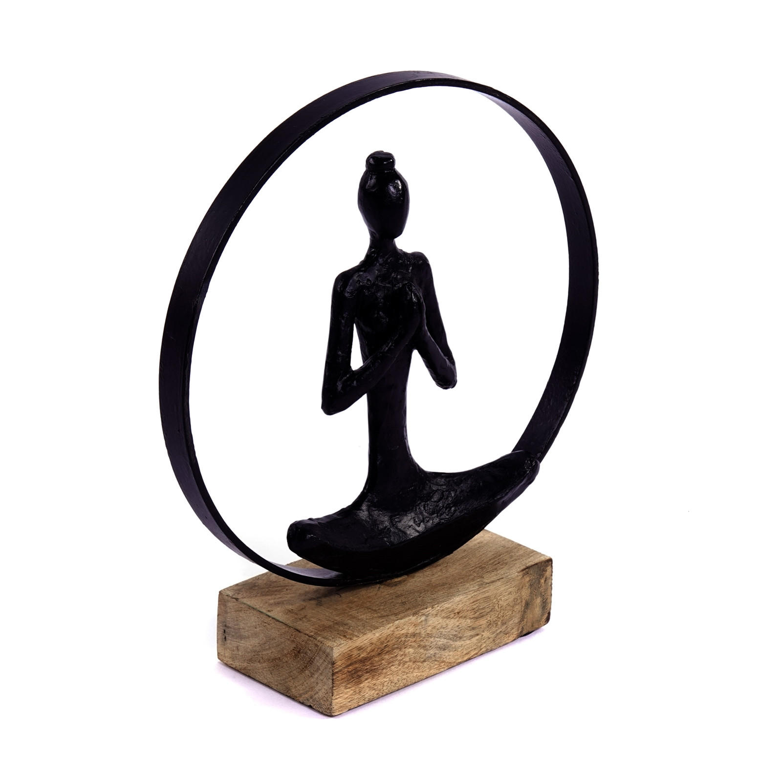 SKULPTUR Namaste Mangoholz-Sockel schwarz-natur - Schwarz, Holz (25/28/8cm) - CREEDWOOD