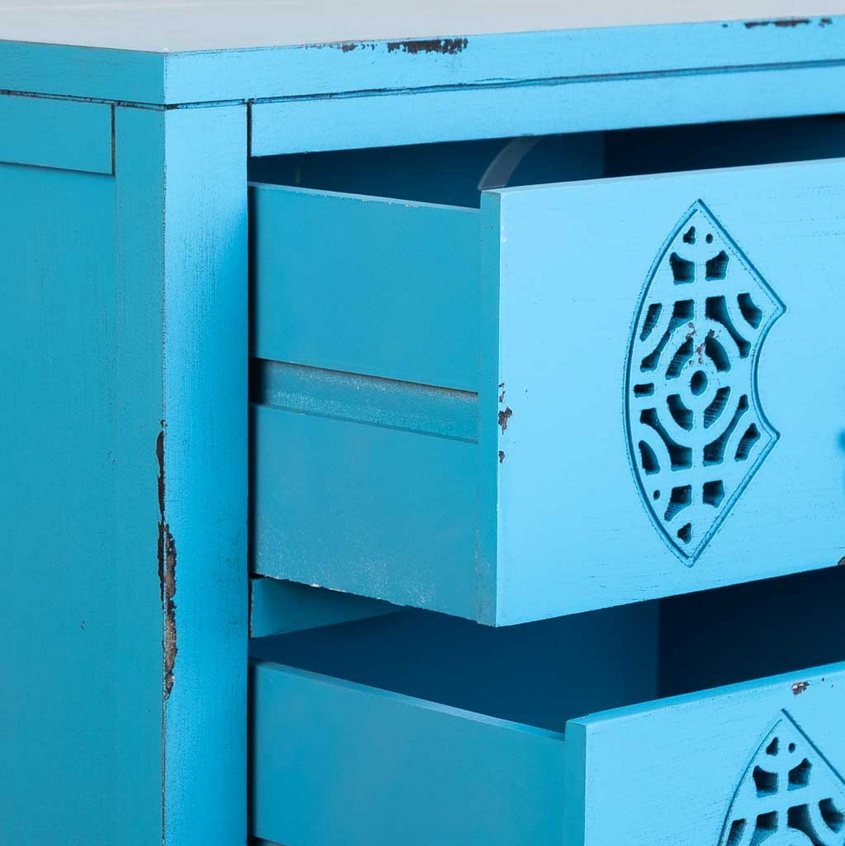 NACHTTISCH aus Holz, blau, 45x36x70cm - Blau, Holz (45/70/36cm) - Wanderlust