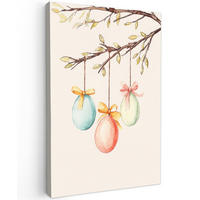 LEINWANDBILD Osterkuchen - Schleife - Eier Deko Groß 90x140 cm - Creme, Textil (90/140cm) - MuchoWow