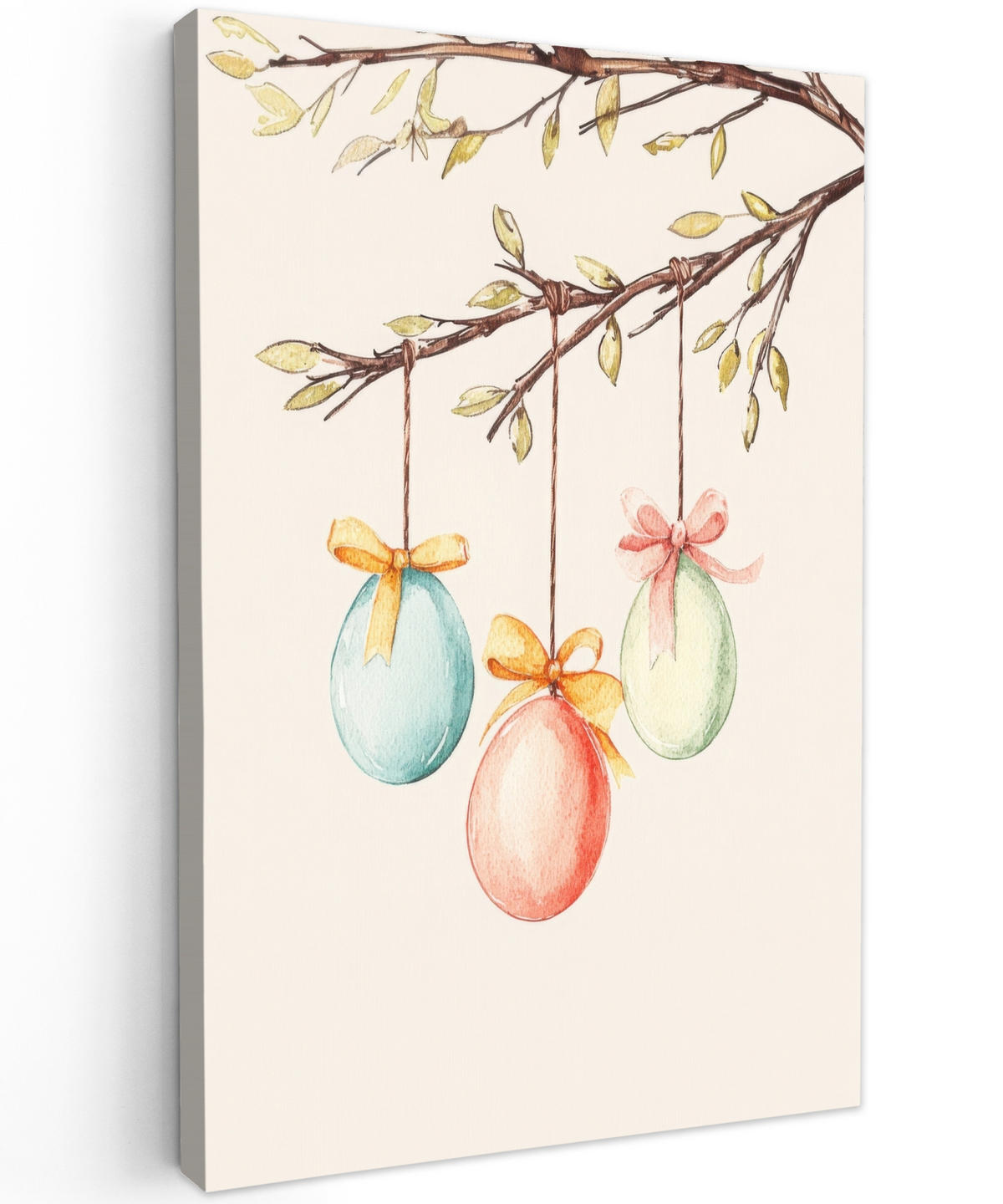 LEINWANDBILD Osterkuchen - Schleife - Eier Deko Groß 90x140 cm - Creme, Textil (90/140cm) - MuchoWow