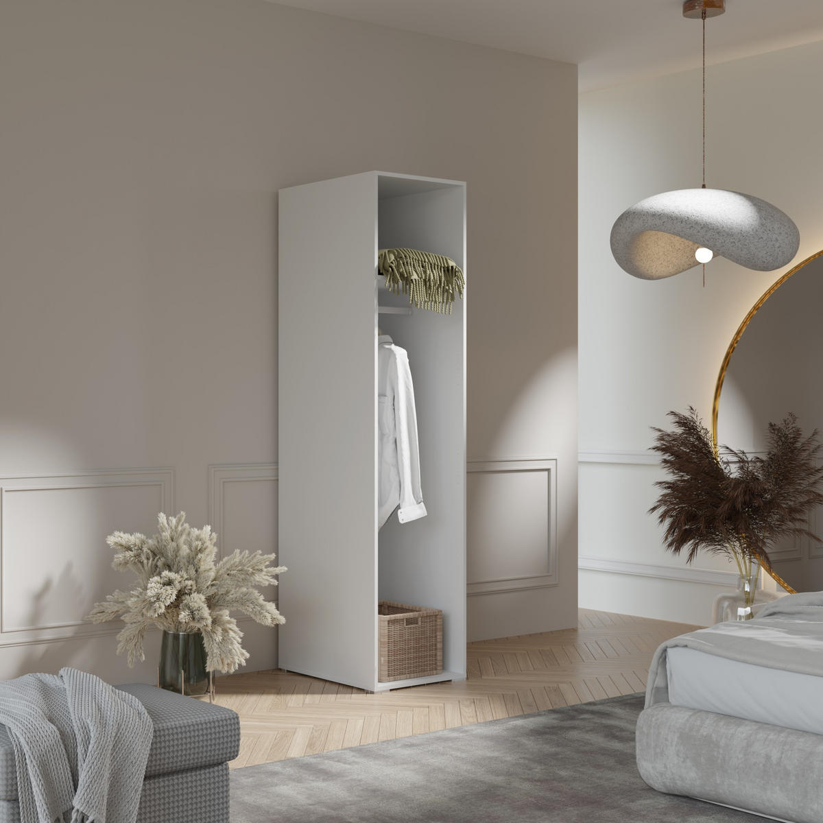 DREHTÜRENSCHRANK Napoli 1D 50 Schwarz (schwarzer oder goldener Griff) - Silberfarben/Schwarz, Holzwerkstoff/Kunststoff (50/35/60cm) - mzm24