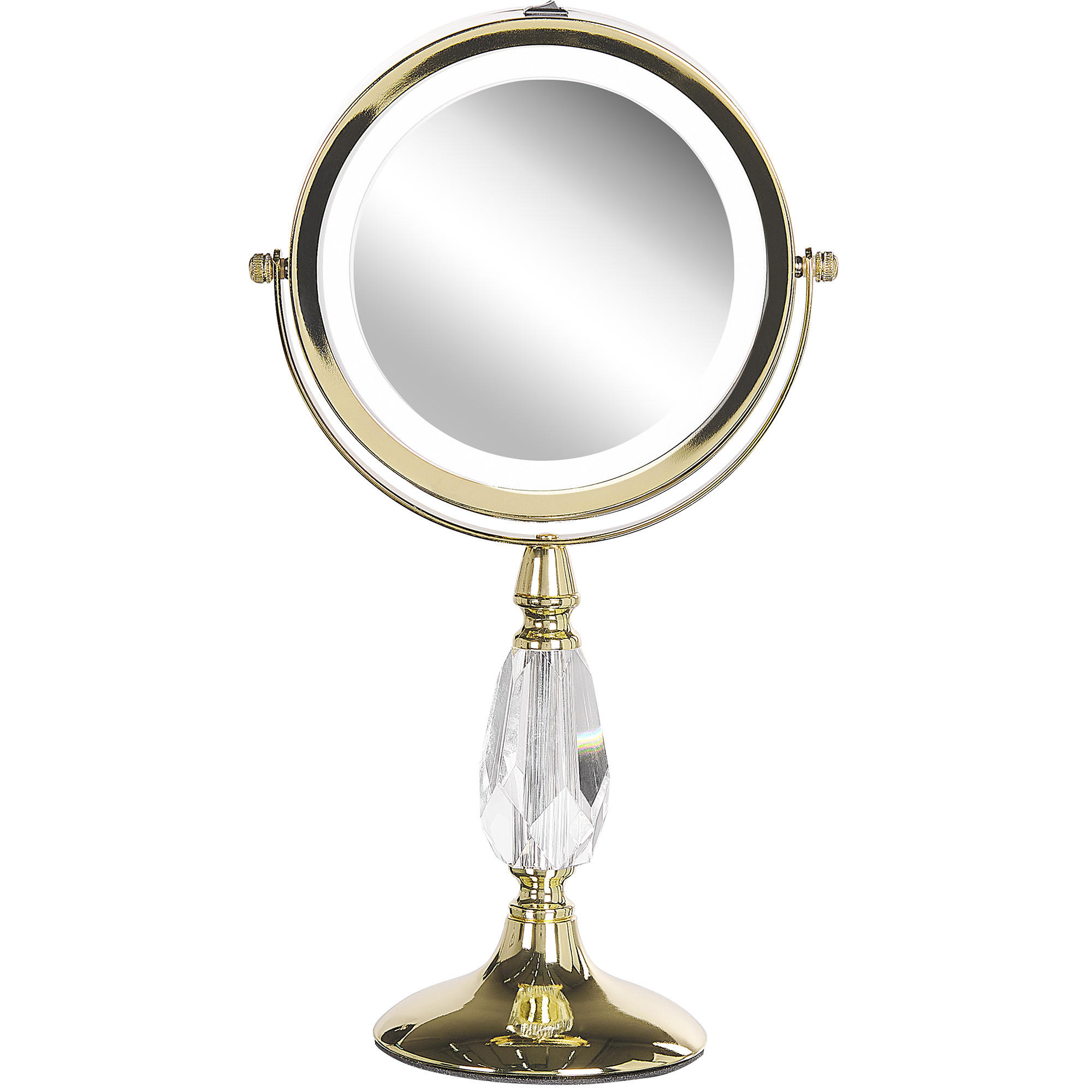 KOSMETIKSPIEGEL gold mit LED-Beleuchtung 18 cm Maury - Goldfarben, Metall (18/37/12cm) - Beliani