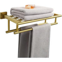 HANDTUCHHALTER Wand 40cm Edelstahl Gold mit Ablage - Goldfarben, Metall (20/13/40cm)