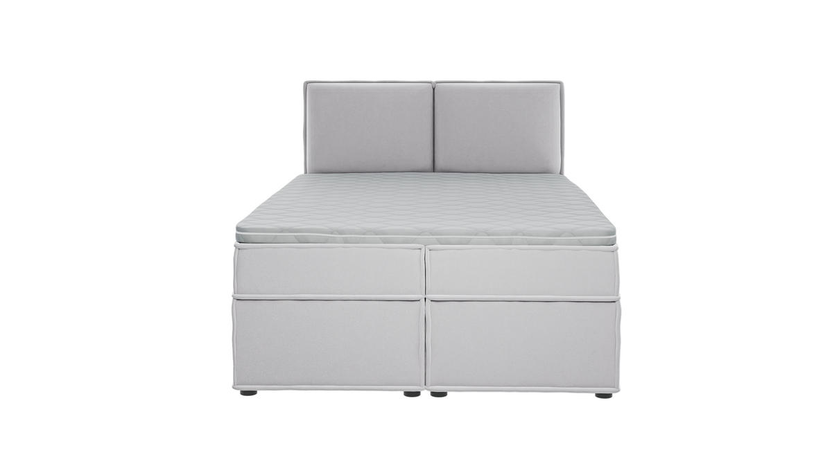 BOXBETT Eclipse 140/200 cm Silber Luxusmicrofaser - Silberfarben/Schwarz, Holz/Kunststoff (140/200cm) - S-Style Möbel